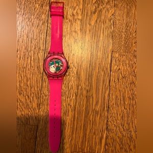Pink/clear Swatch watch. Needs new battery.